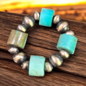 Desert Pearls and Turquoise Stretch Ring